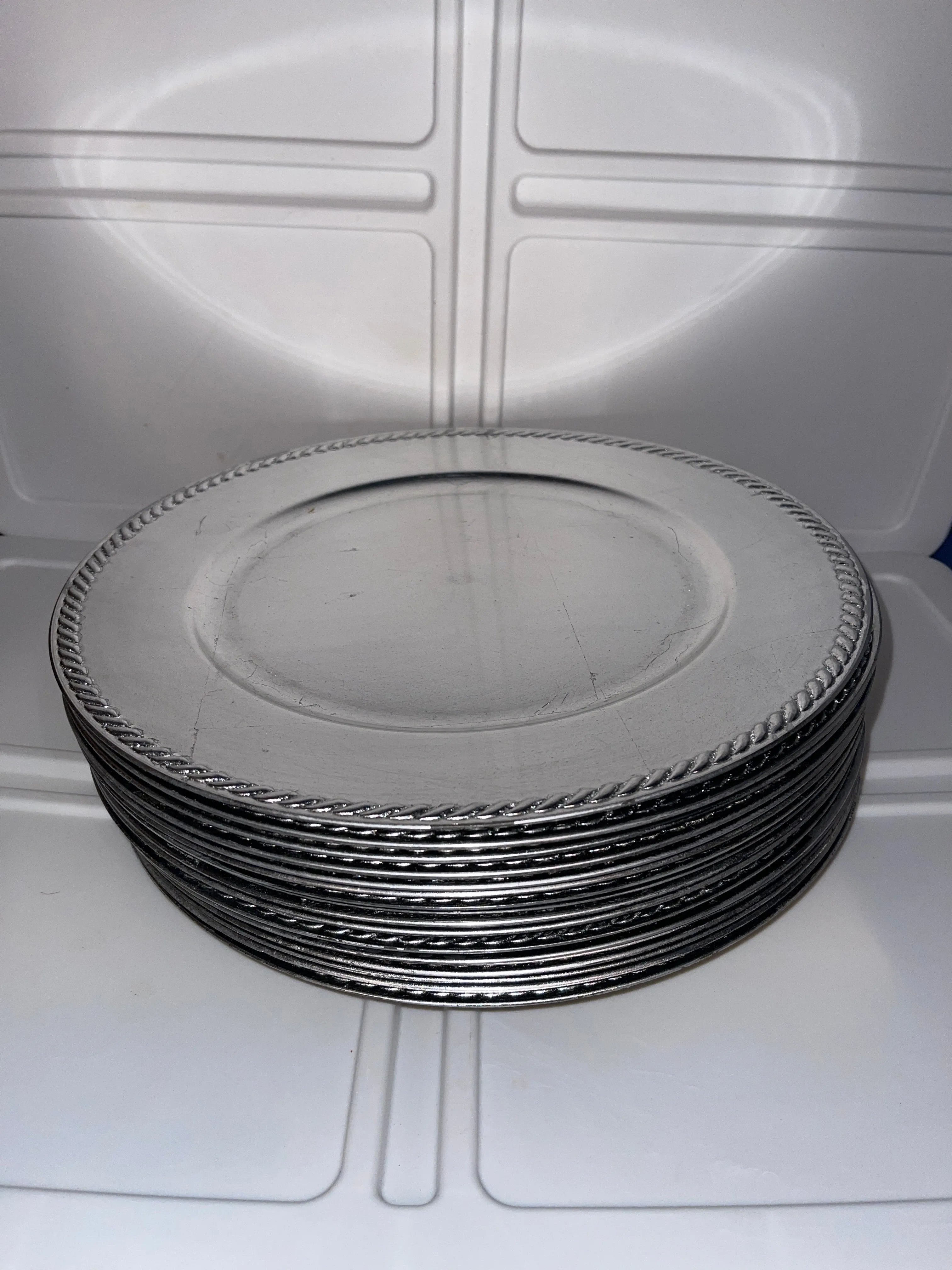 RENTAL SILVER GILT CLASSIC ROPE ORNATE PLATE CHARGER