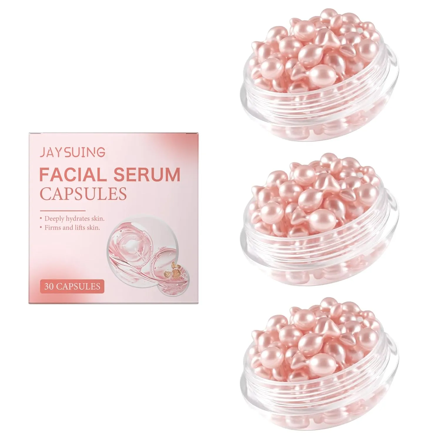 Retinol Facial Serum Capsules - 30 Count Anti-Aging & Hydrating Capsules with Hyaluronic Acid, Travel-Sized Blemish Care for Women Firming Skin (3)