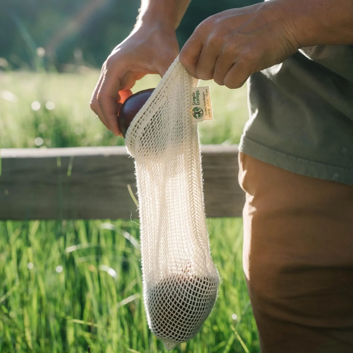 Reusable Produce Shopping and Storage Bags, Drawstring, Washable Organic Cotton Mesh, Set of 6 with 2 ea. L, M, S