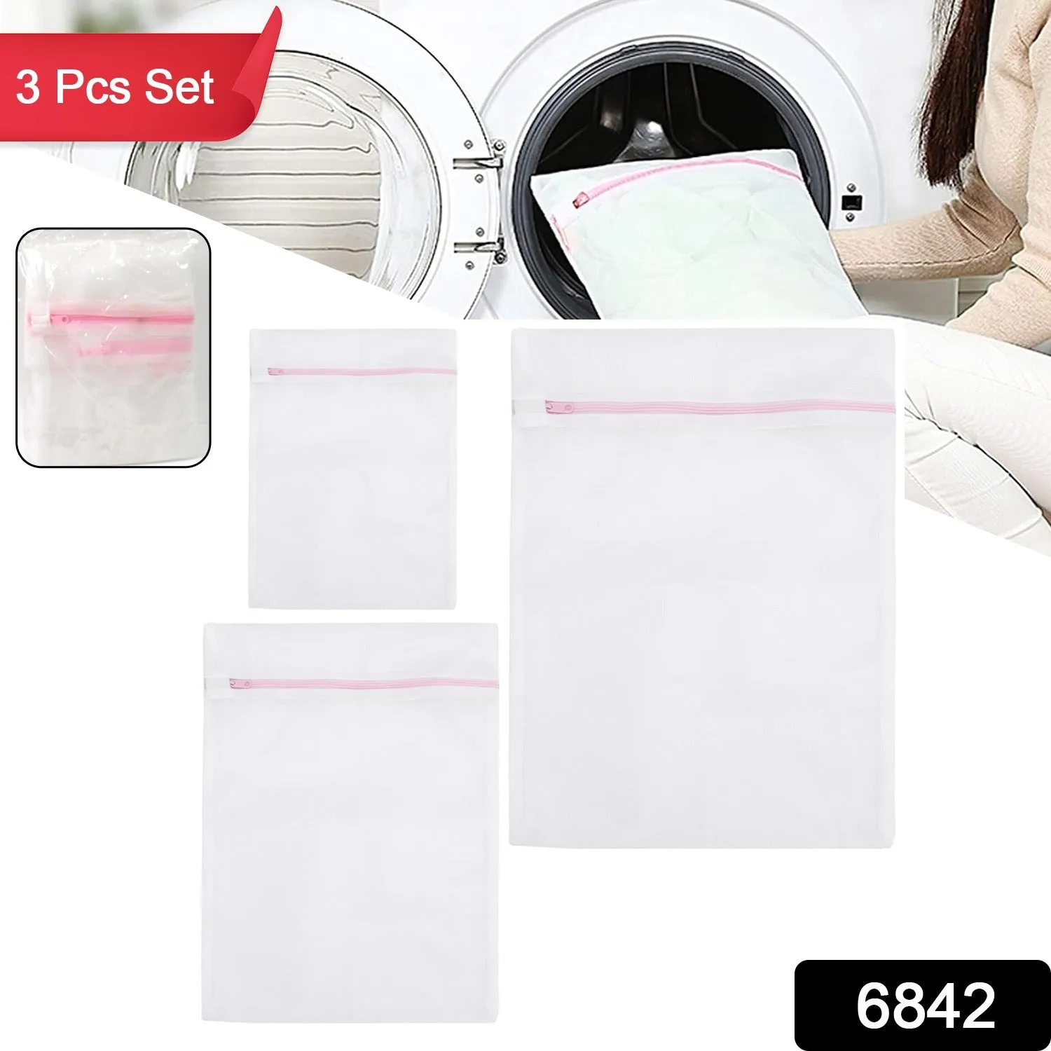 Reusable Zip Mesh Laundry Bag (3 Pcs Set, Various Sizes)