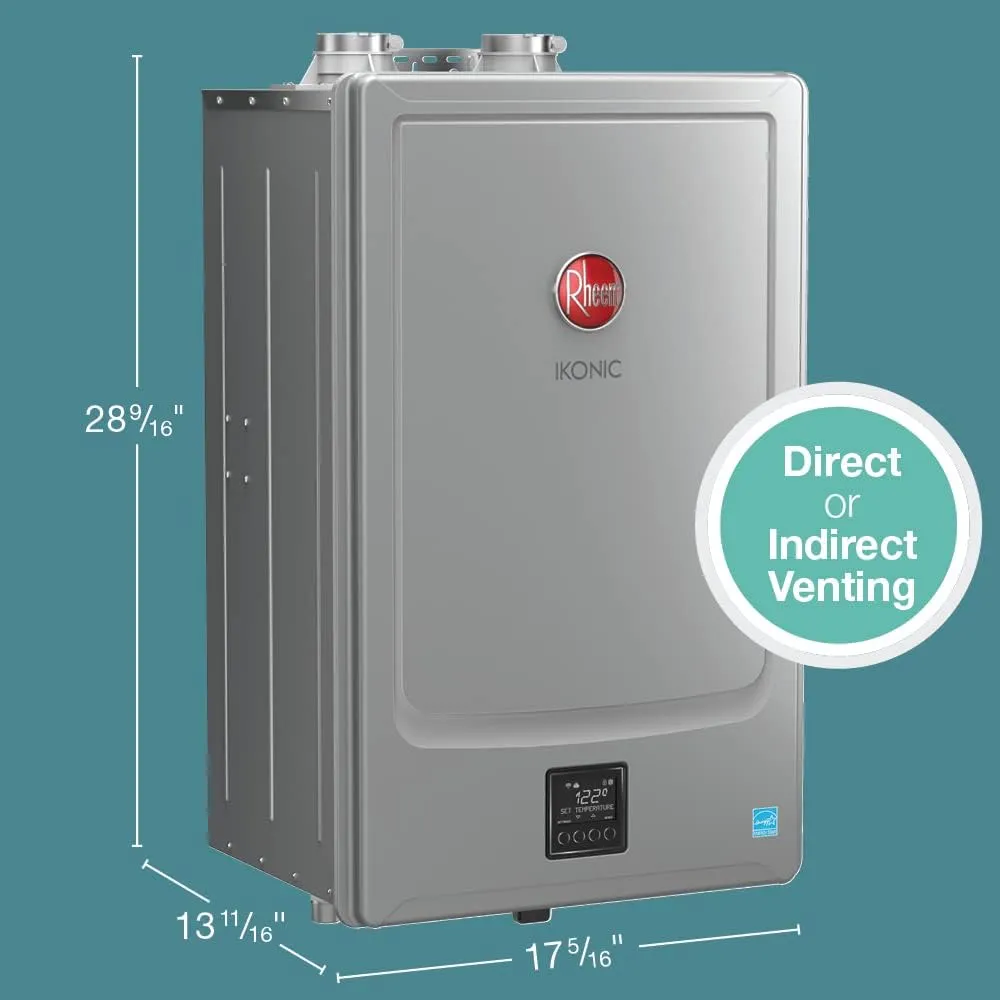 Rheem IKONIC RECTGH-SR11iN Super High Efficiency Condensing Tankless Natural Gas Water Heater with Recirculation, 11.2 GPM
