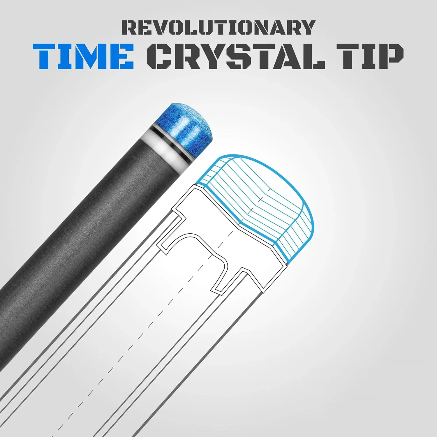 RHINO TIME Crystal Pool Billiard Cue Tip - 14mm/ Blue/Hardness TIME 1(Super Soft), TIME 2(Soft), TIME 3(Medium), TIME 4(Medium Hard),TIME 5 (Hard)