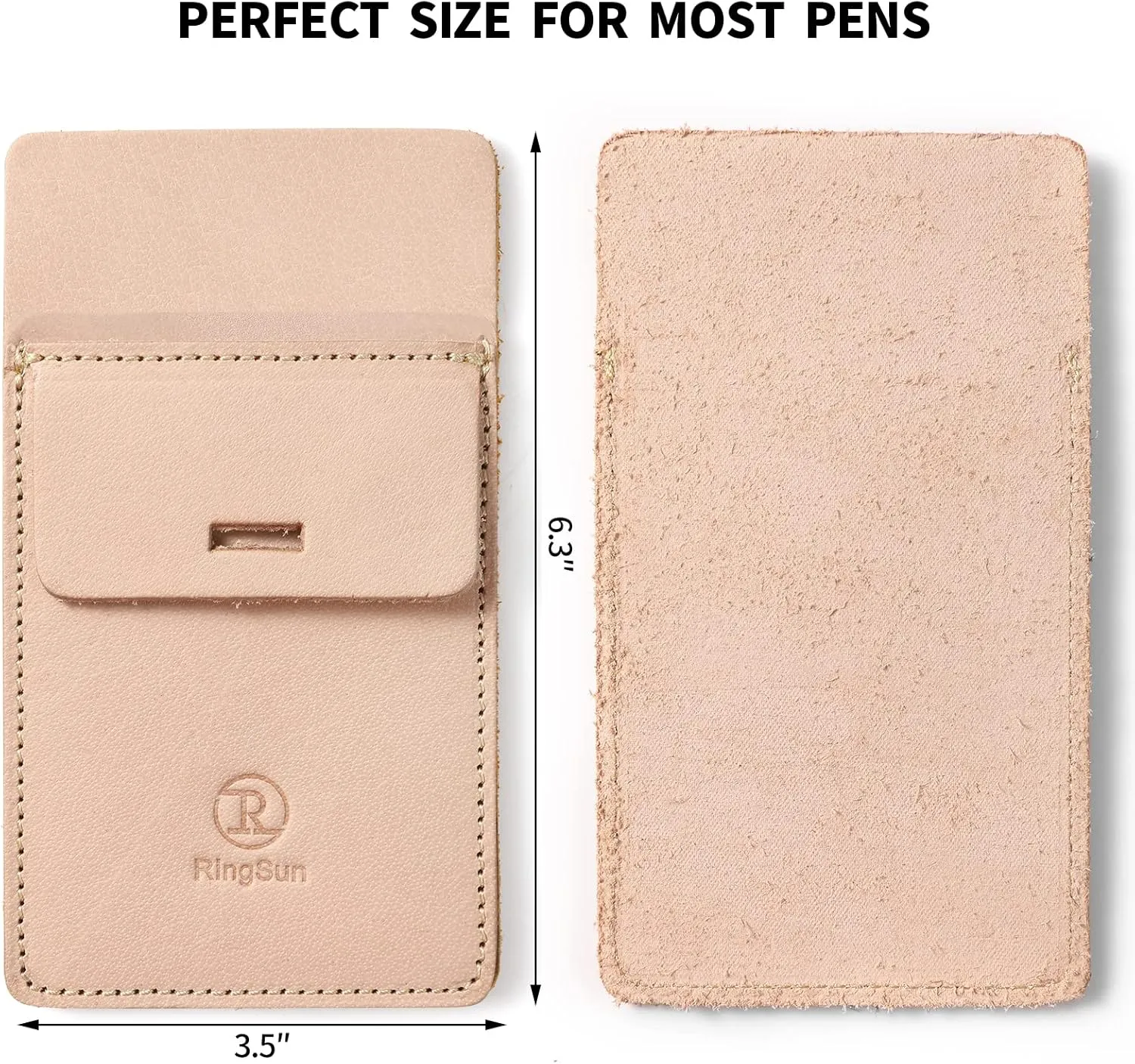 Ringsun Pocket Protector for Men, Full Grain Leather Pen Protect Holder for Heavy Duty Shirts, Lab Coats, Holds Pens, Pointers, Cards, Hold 6 Pens, Pocket Protectors for Pens and Pencils