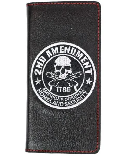 Rockin Leather Embroidered 2nd Admendment Black W128