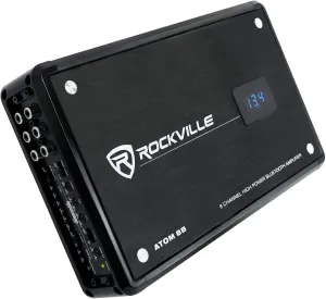 Rockville ATOM 8B 3500W 8-Channel Marine Amplifier 4 Ohm, Bluetooth Streaming, IPX5 Water-Resistant, Compact Design for Boats and Yachts