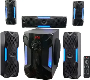 Rockville HTS56 1000W 5.1 Channel Home Theater System, Bluetooth, USB, 8" Subwoofer, Surround Sound, LED Display, Remote Control, Perfect for Movies and Music