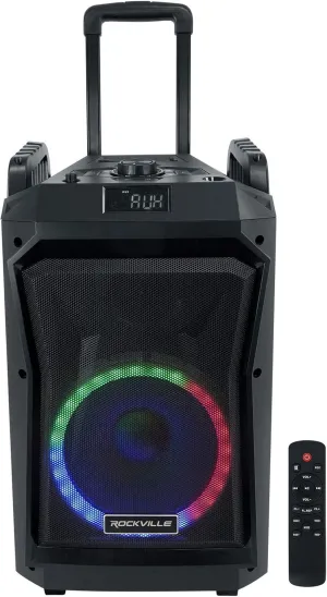 Rockville ROCKNGO 800 800W 10" Portable Bluetooth Speaker, LED Lights, Wheels, Mic Priority, Perfect for Parties and Outdoor Events