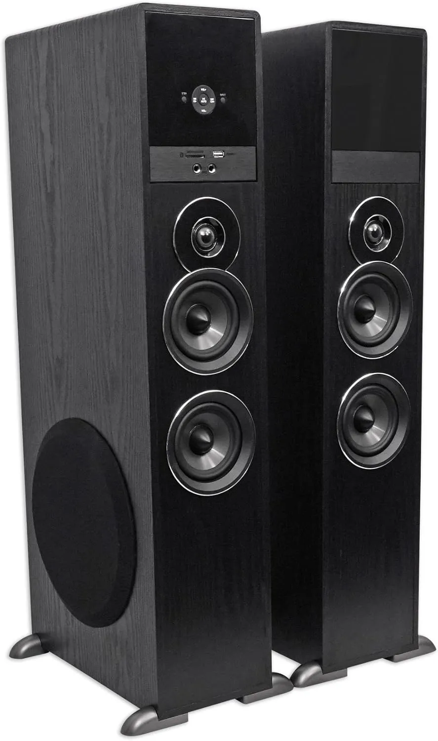 Rockville TM80B Powered Home Theater Tower Speaker System, Black, 800W, 8" Subwoofers, Bluetooth, USB/SD Playback, FM Radio, Remote Control, Karaoke Ready, Perfect for Home Entertainment