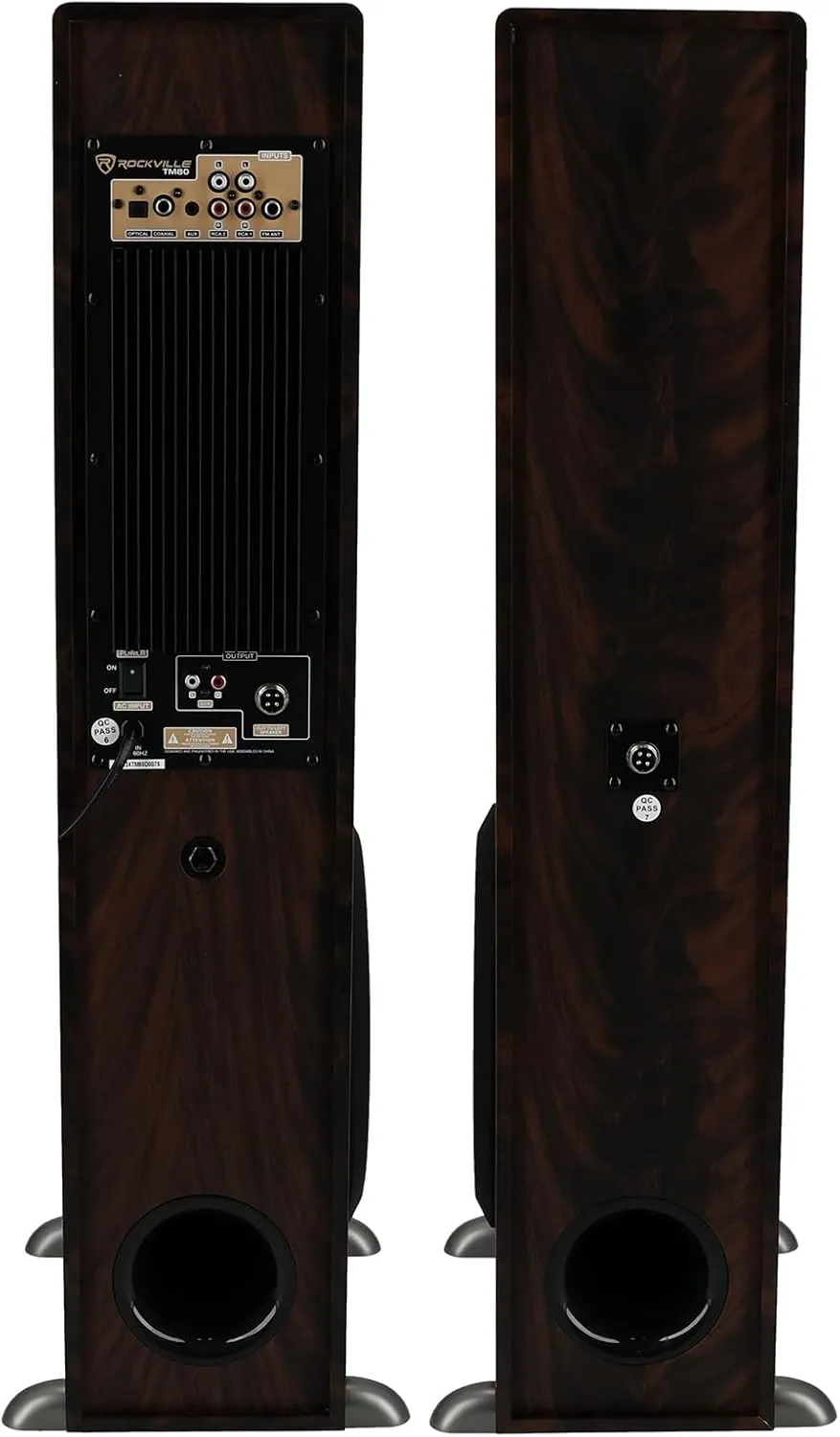 Rockville TM80D Powered Home Theater Tower Speaker System, Dark Wood, 800W, 8" Subwoofers, Bluetooth, USB/SD Playback, FM Radio, Remote Control, Karaoke Ready, Perfect for Home Entertainment