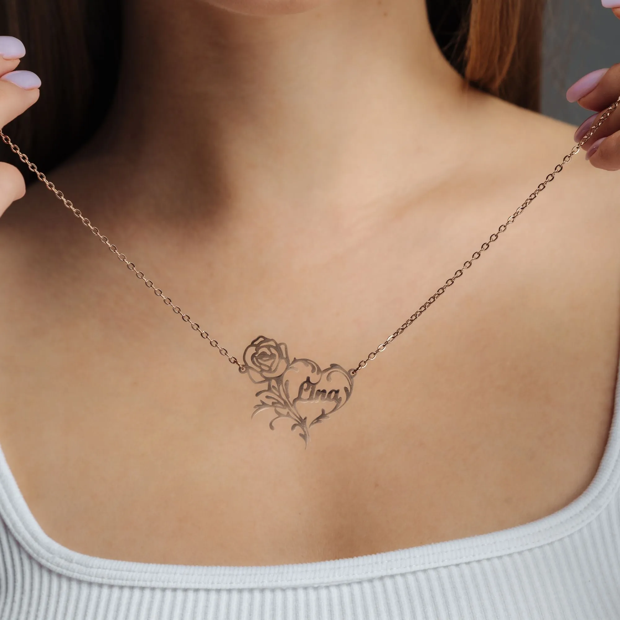 Rose Name Necklace