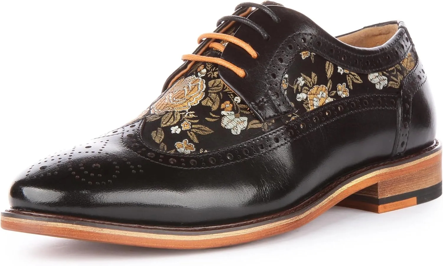 Ross W Women's Lace Up Leather Floral Brogue Shoes