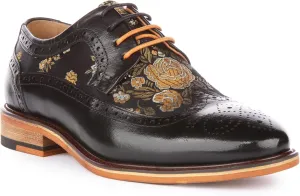 Ross W Women's Lace Up Leather Floral Brogue Shoes