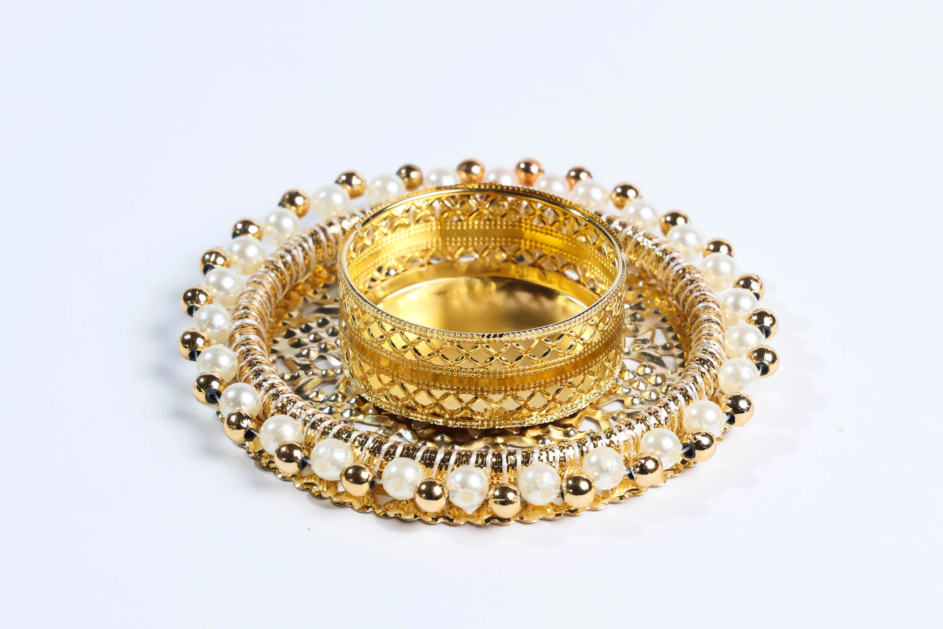 Round Beaded Metal Candle Holders