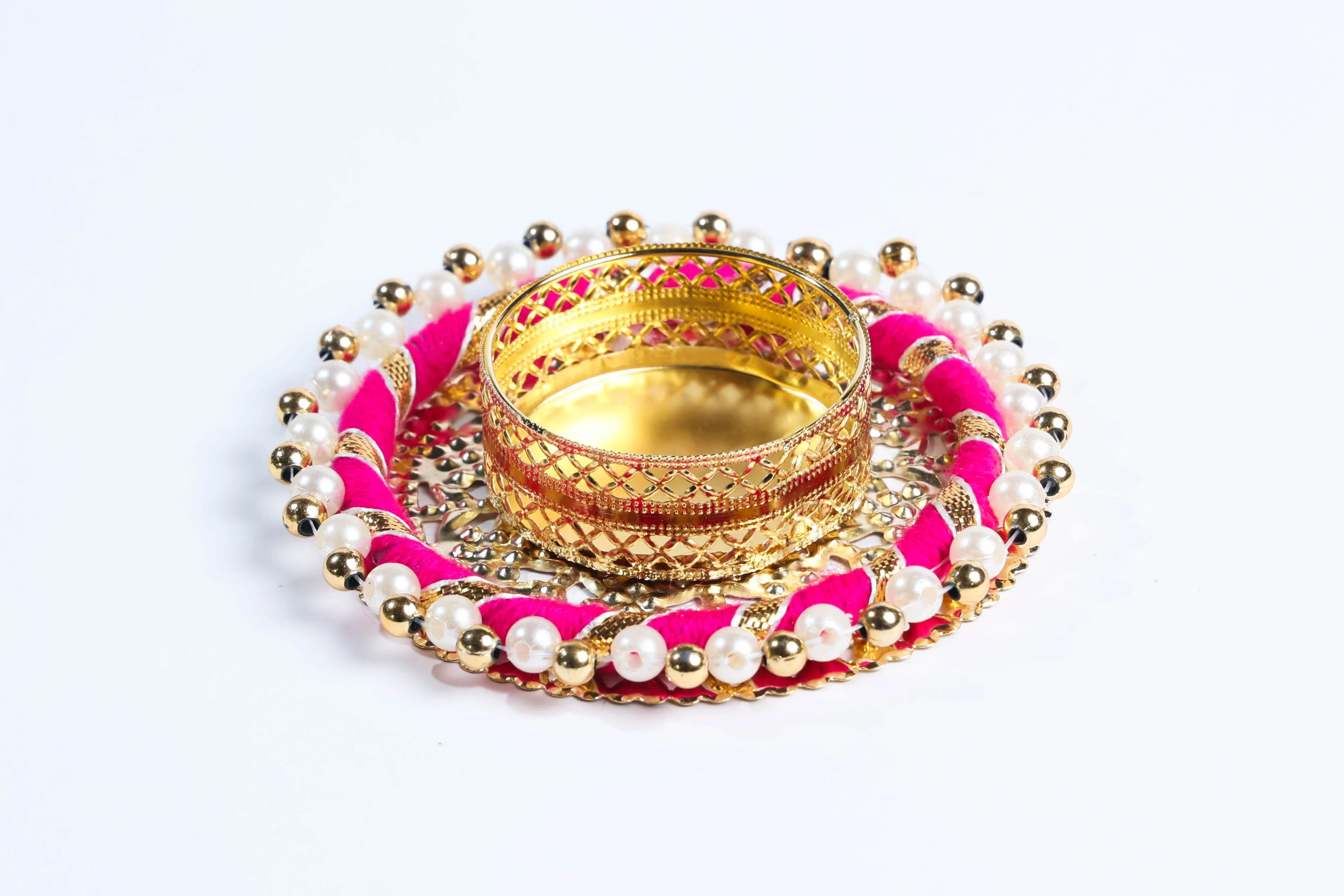 Round Beaded Metal Candle Holders