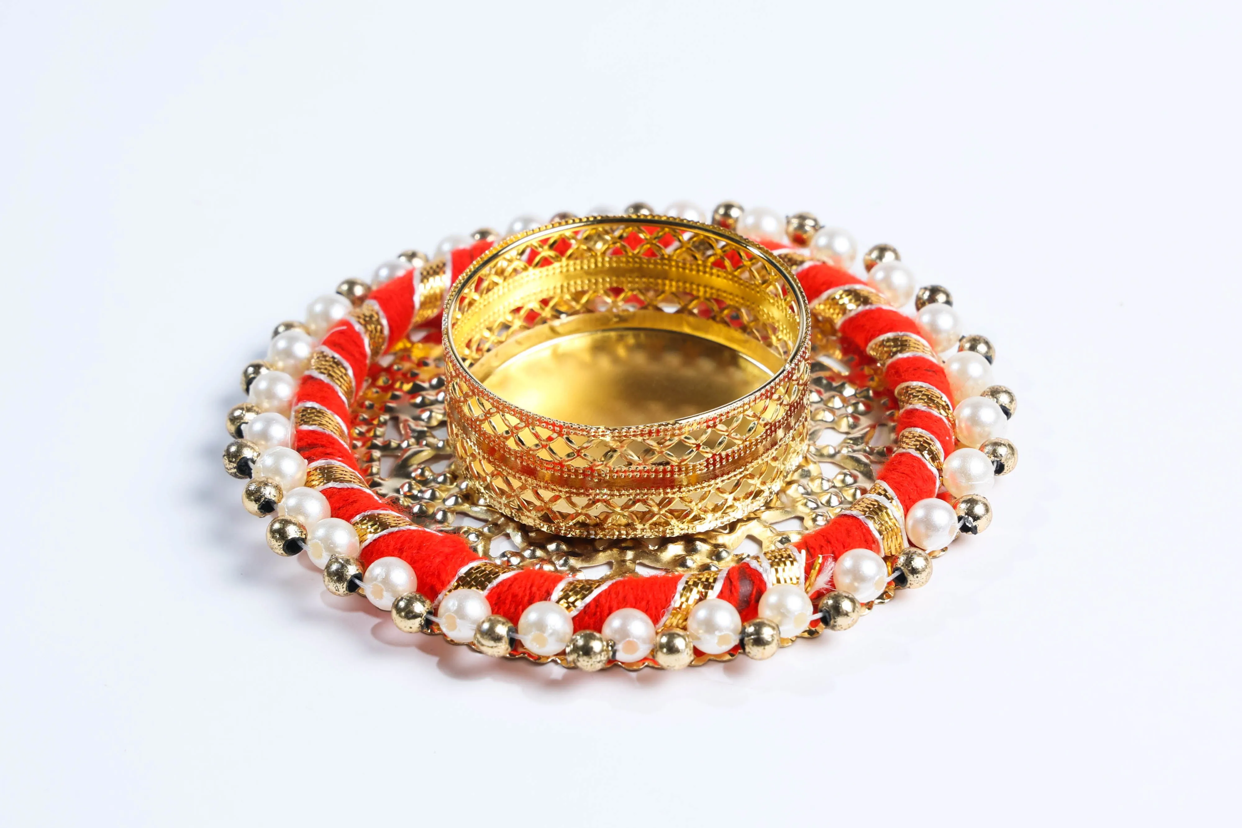 Round Beaded Metal Candle Holders