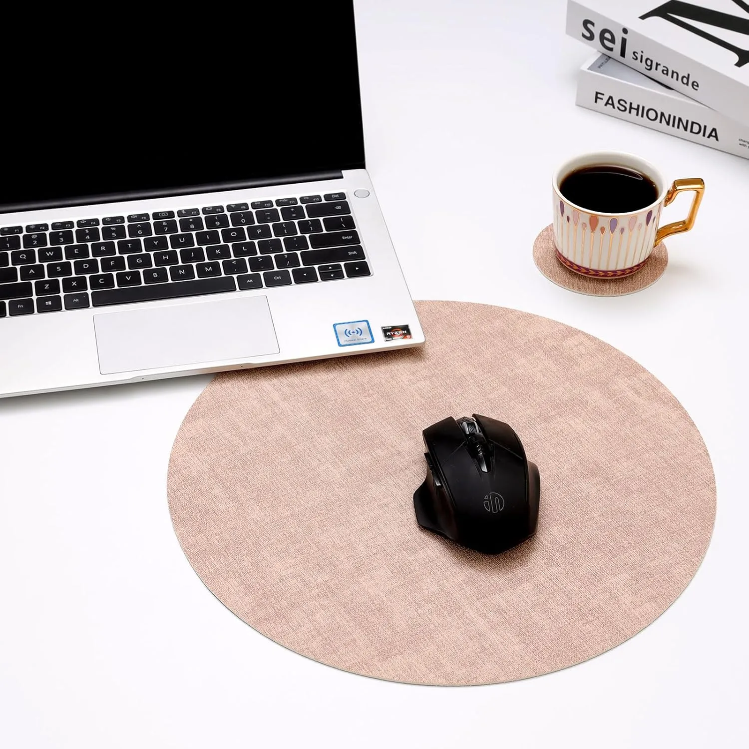 Round Leather Placemats Set of 6-Heat Resistant&Waterproof Cowhide Place Mats Set,Round Placemats Set of 6,Place Mats Indoor,Elegant Anti-Slip Kitchen Decor(6-Pack)