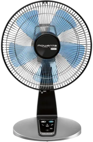 Rowenta, Desk Fan, Turbo Silence Table Fan with Remote, 18 Inches, Ultra Quiet Fan for Bedroom, Oscillating, Portable, 5 Speeds, Black, Indoor, VU2660
