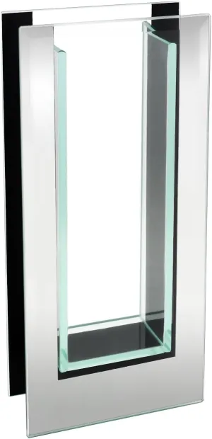 Royal Imports Flower Mirror Glass Vase - 10.5" Tall Rectangle - Decorative Modern Floral Centerpiece Accent for Home Decor Living Room Bathroom, Kitchen, Fireplace, Shelf, Table, Entryway, Wedding