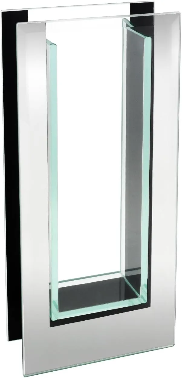 Royal Imports Flower Mirror Glass Vase - 10.5" Tall Rectangle - Decorative Modern Floral Centerpiece Accent for Home Decor Living Room Bathroom, Kitchen, Fireplace, Shelf, Table, Entryway, Wedding