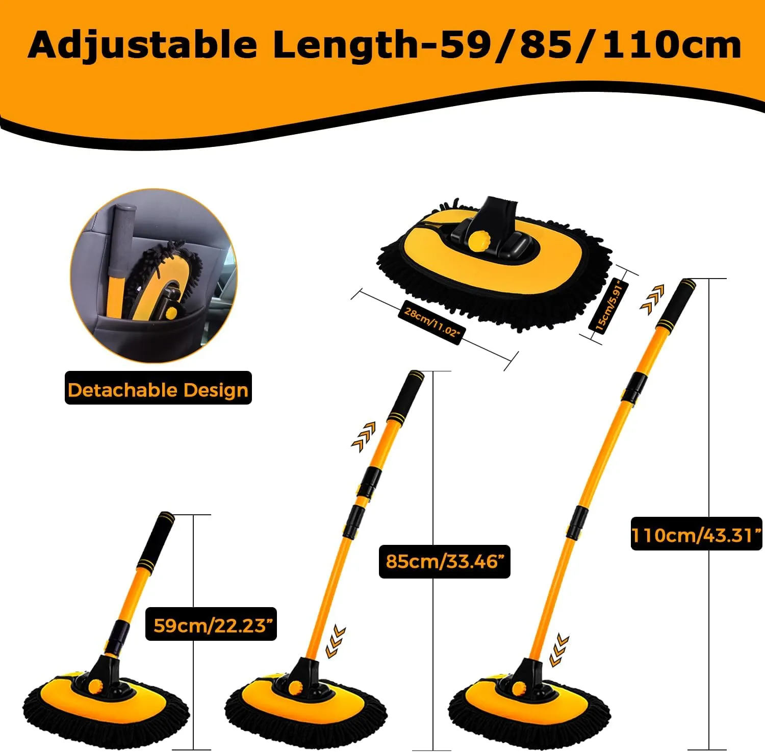 RoyaleGlow Professional Car Wash Brush with Telescopic Pole