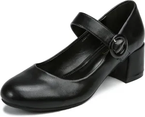 rsxses Mary Jane Shoes Women Chunky Low Block Heels Closed Round Toe Dress Office Work Mary Janes Pumps