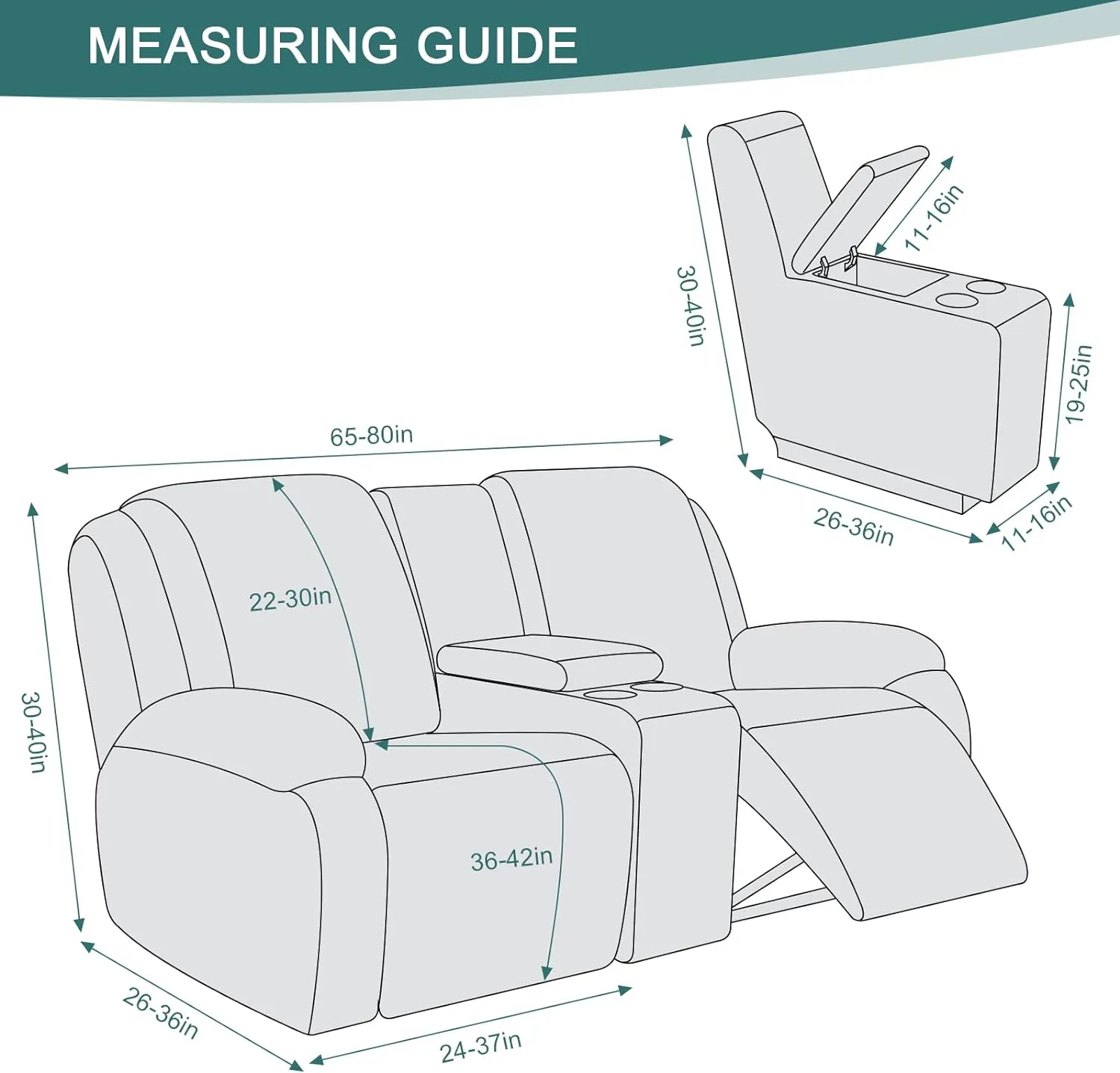 Ruaozz Stretch Loveseat Recliner Covers with Console 4-Pieces Recliner Sofa Covers with Pockets Jacquard Reclining Couch Covers Furniture Protector with Elastic Straps Bottom (2 Seater, Chocolate)