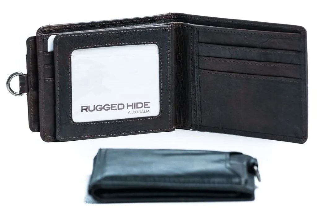 RUGGED HIDE NASH MENS LEATHER WALLET BROWN