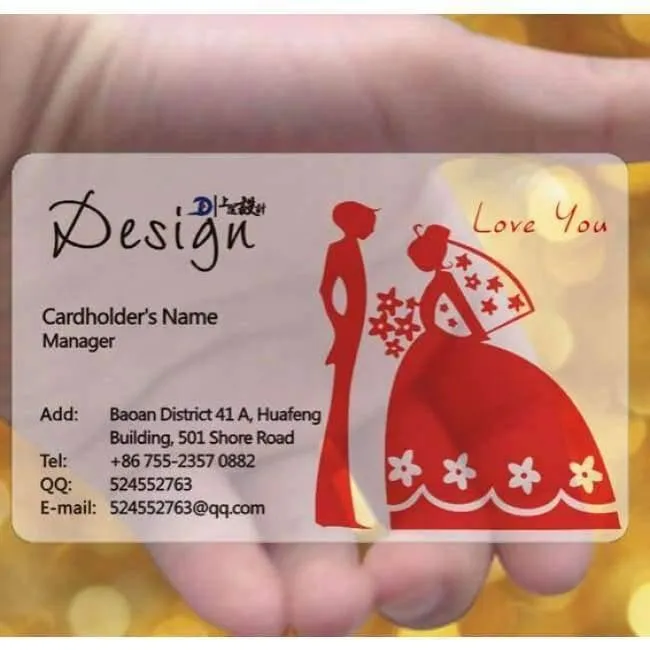Rynx | 100 pieces/batch custom transparent PVC business cards customization clear/frost business cards printing