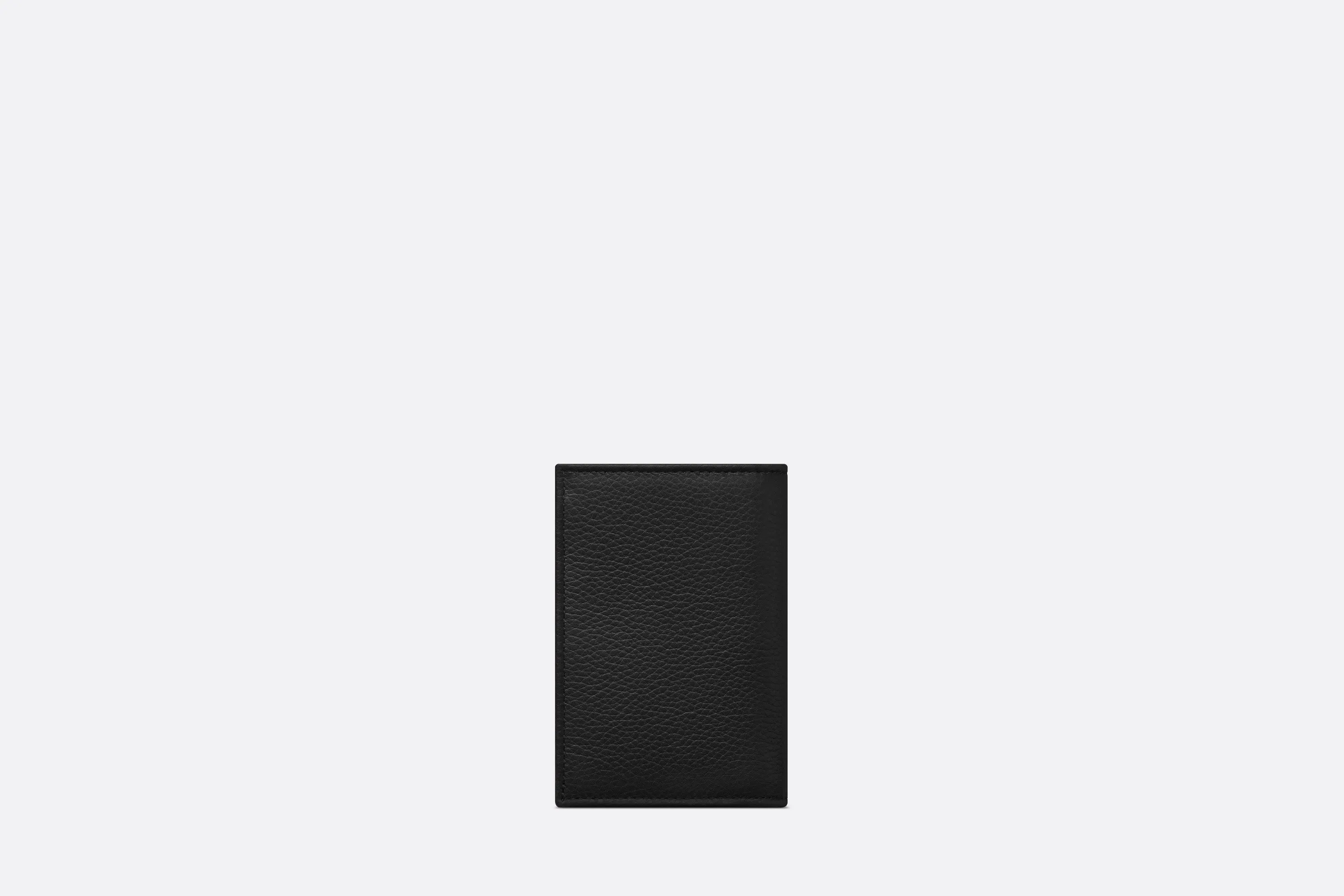 Saddle Bi-Fold Card Holder • Black Grained Calfskin Leather Marquetry and Dior Oblique Jacquard
