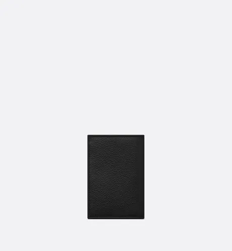 Saddle Bi-Fold Card Holder • Black Grained Calfskin Leather Marquetry and Dior Oblique Jacquard