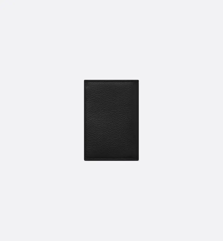 Saddle Bi-Fold Card Holder • Black Grained Calfskin Leather Marquetry and Dior Oblique Jacquard