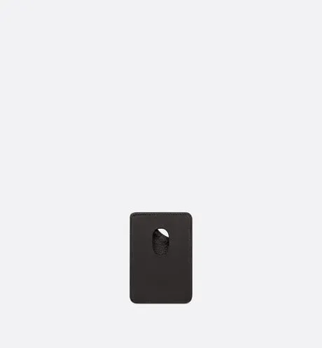 Saddle Magnetic Card Holder • Black Dior Oblique Jacquard and Grained Calfskin