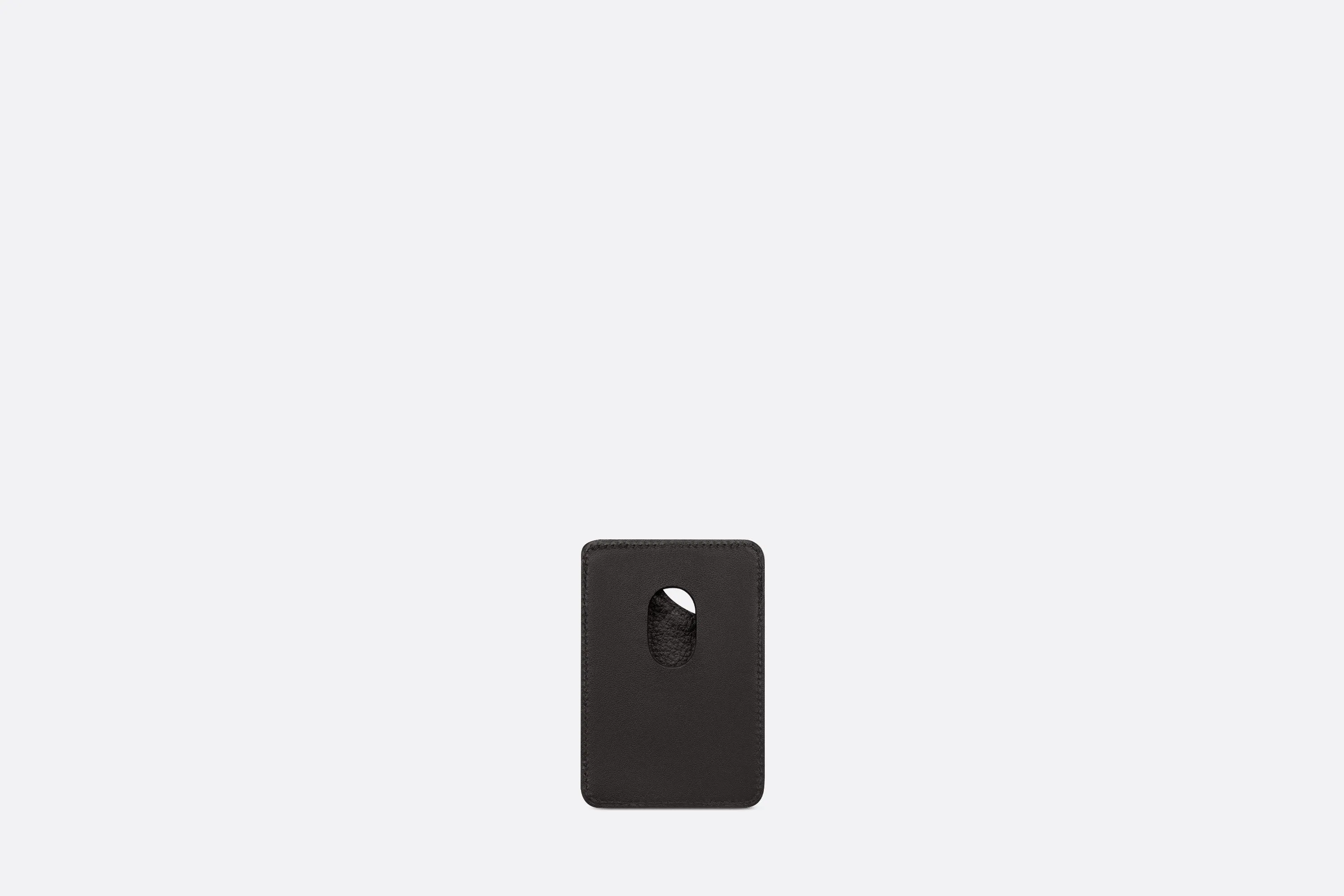 Saddle Magnetic Card Holder • Black Dior Oblique Jacquard and Grained Calfskin