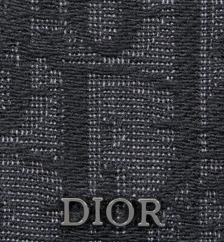 Saddle Magnetic Card Holder • Black Dior Oblique Jacquard and Grained Calfskin