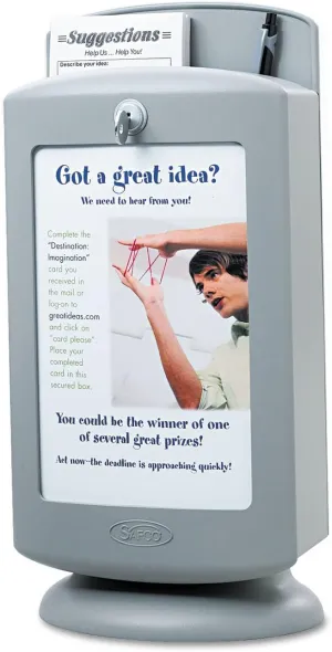 Safco 4233GR Customizable Suggestion Box 7 x 5 x 14 1/2 Light Gray