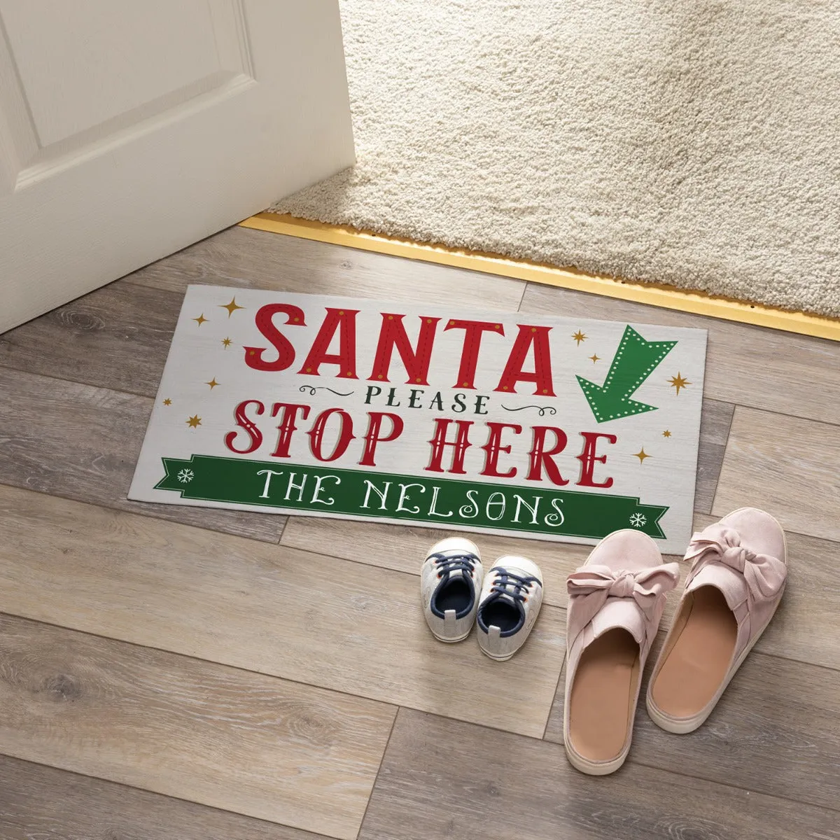 Santa, Please Stop Here! - Ð 12x27 Inch Entry Mat