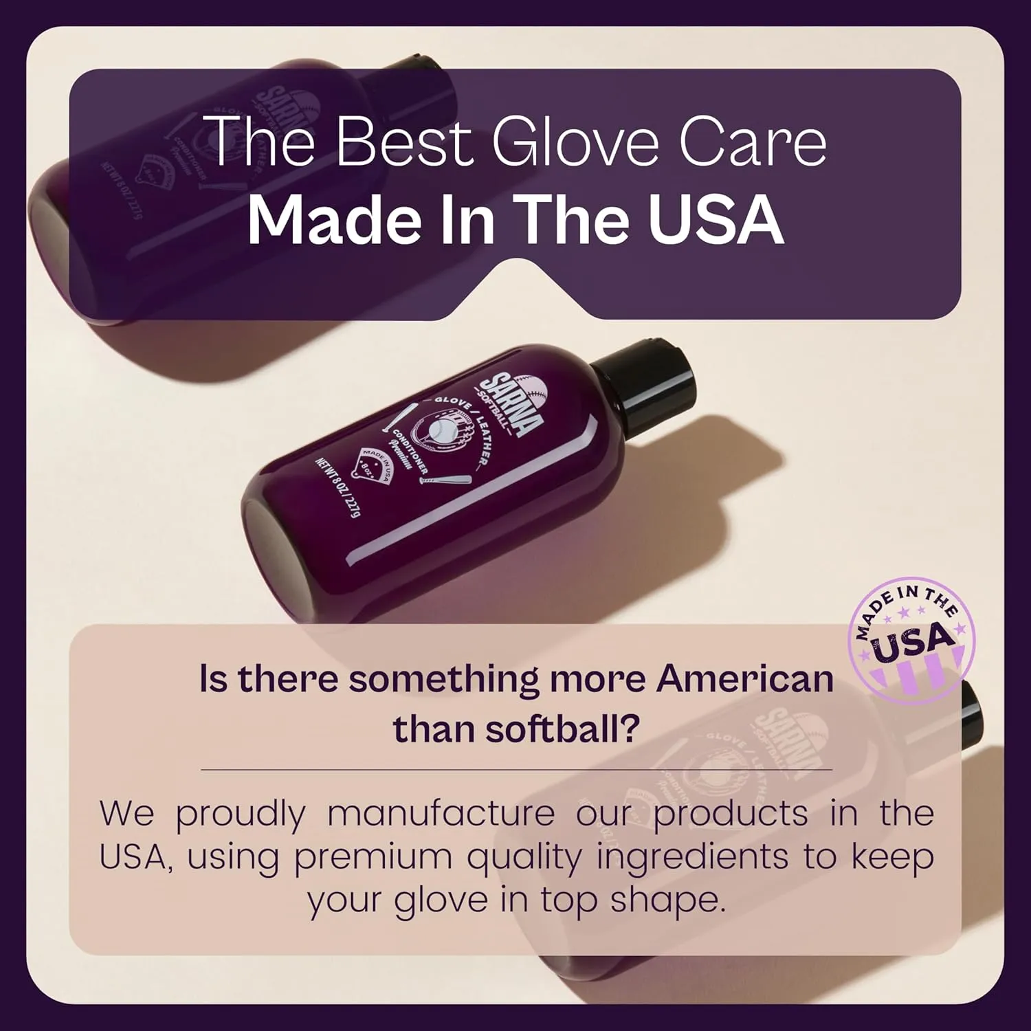 Sarna Softball Leather Glove Conditioner - Softens & Protects, Accelerates Rapid Break-in - Fast-Absorbing, Non-Greasy, Long-Lasting Formula