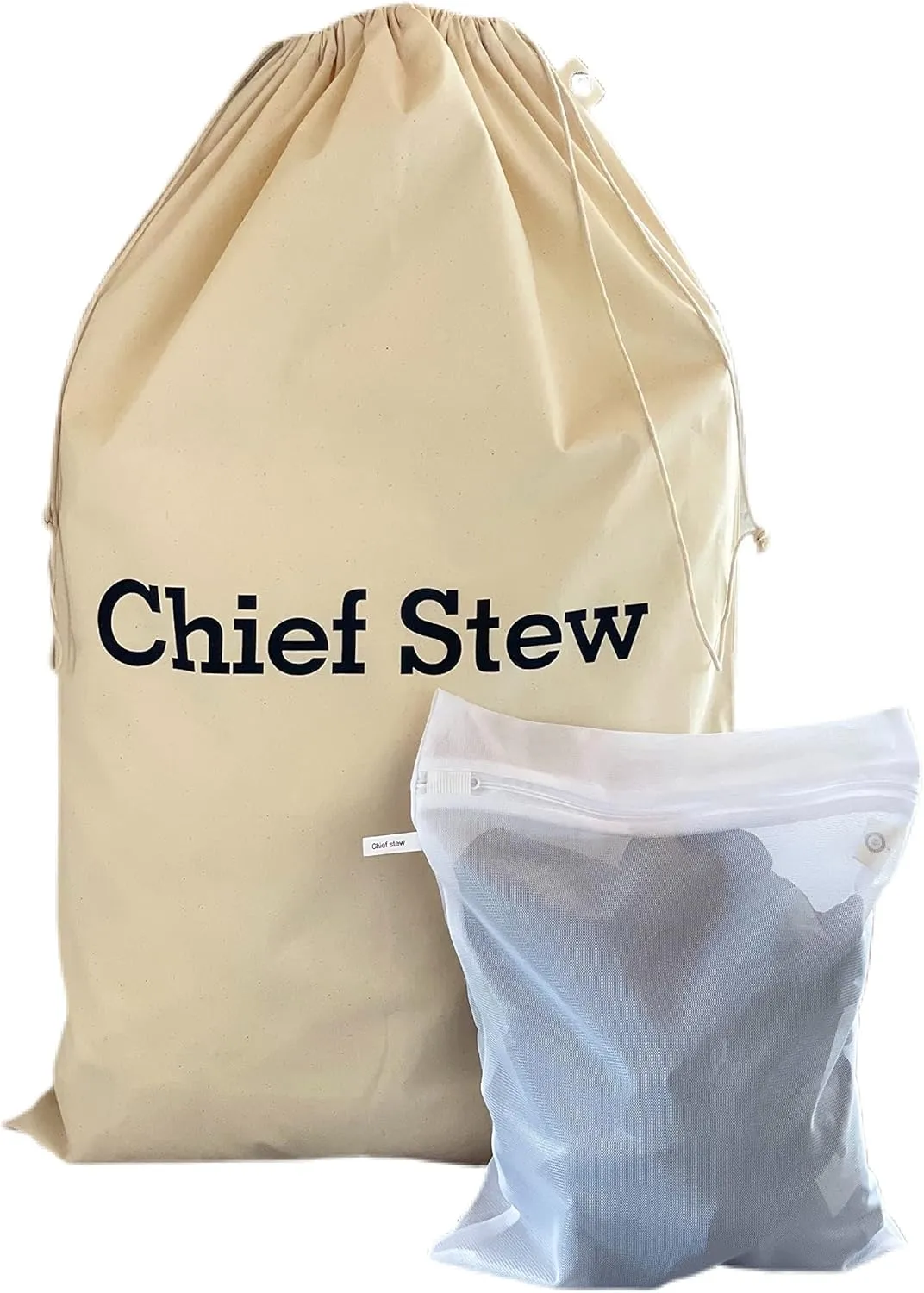 SB - CHIEF STEW - YACHT CREW COTTON LAUNDRY BAGS, YACHT POSITIONS SILK-SCREENED   YACHT POSITION LABELLED MESH LAUNDRY BAG , BIODEGRADABLE