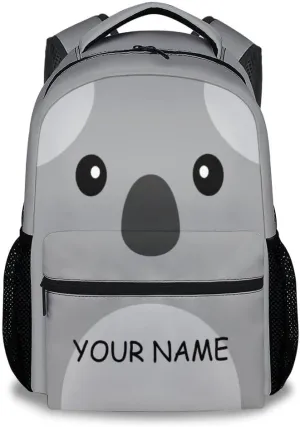 School Backpack for Girls - Personalized Koala Schoolbag - Lightweight Durable Large Capacity - 17 Inch Grey Kid Backpack for School, Travel and Camp