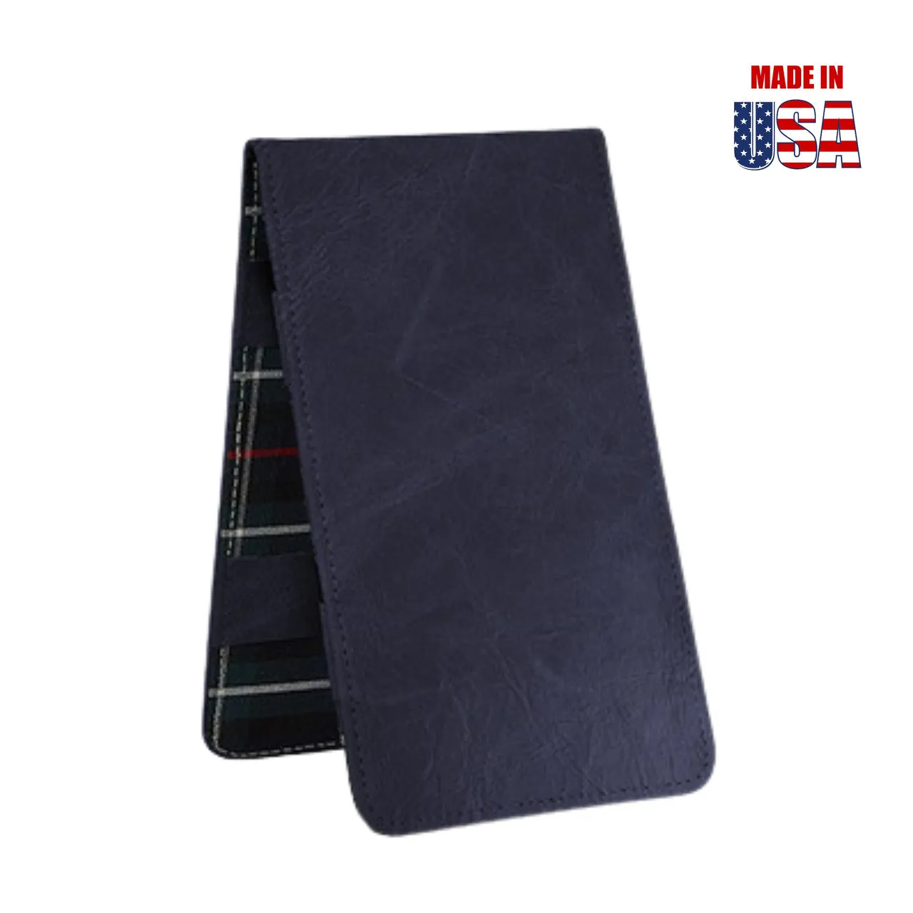 Scorecard and Yardage Book Holder, Pull-Up Leather with MacKenzie Plaid Interior
