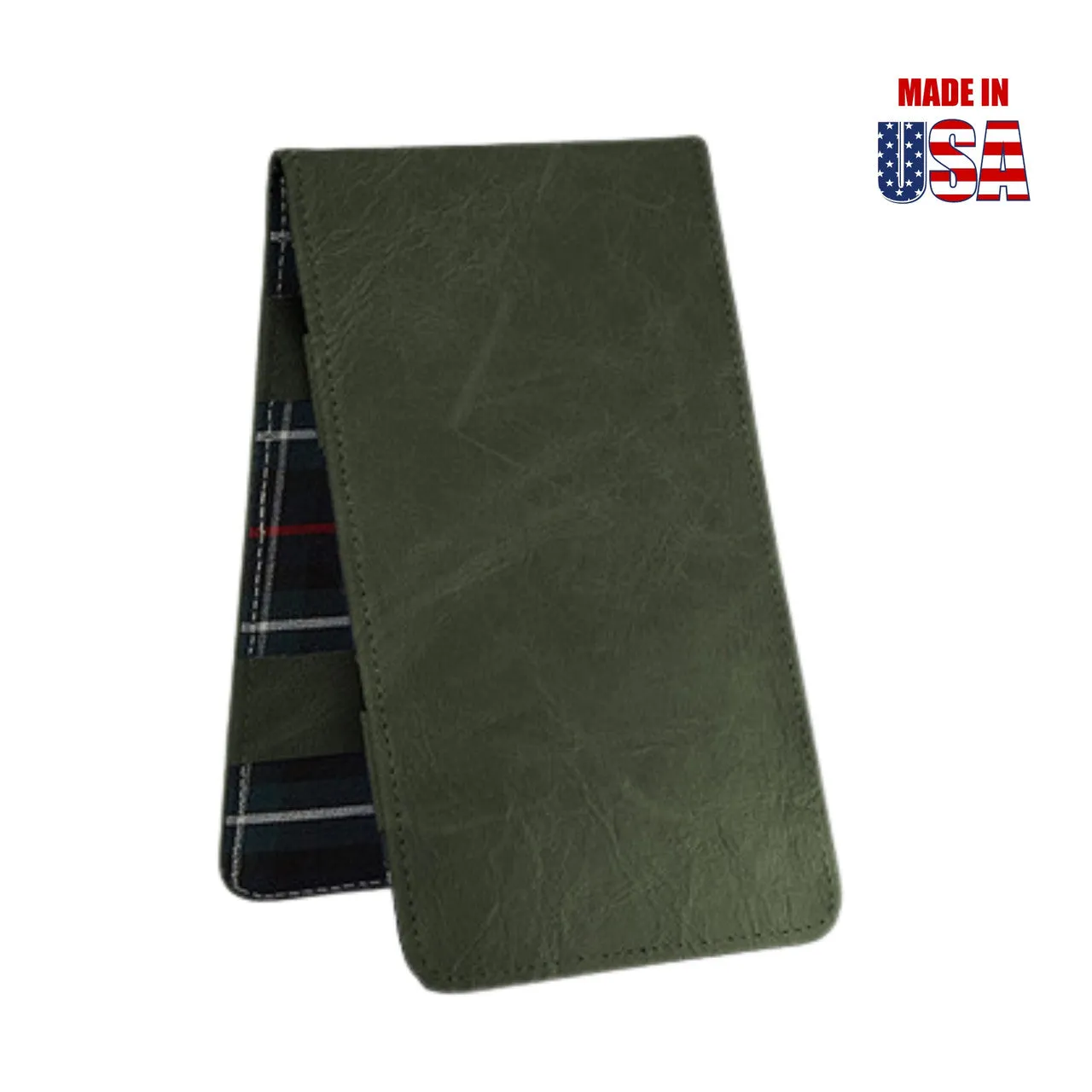 Scorecard and Yardage Book Holder, Pull-Up Leather with MacKenzie Plaid Interior