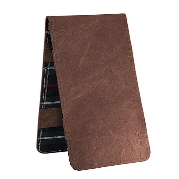 Scorecard and Yardage Book Holder, Pull-Up Leather with MacKenzie Plaid Interior