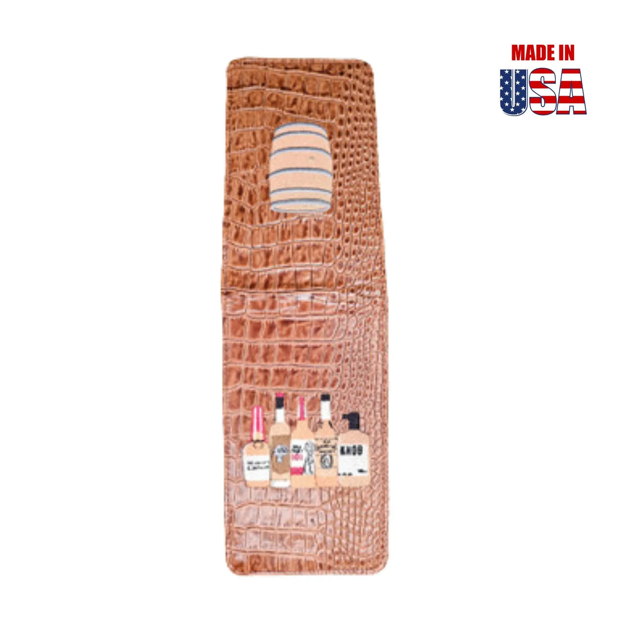 Scorecard Holder & Yardage Book, Golfer's Drink Images on Faux-Cognac Alligator