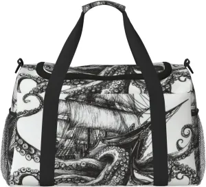 Sea Ship And Octopus Travel Duffel Bag Tote Bag Sports Gym Bag For Women And Men