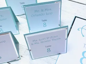 Seating Cards, Table Seating Cards, Turquoise Place Cards, Bat Mitzvah Seating Cards, Table Cards, Wedding Seating Cards, Set of 8