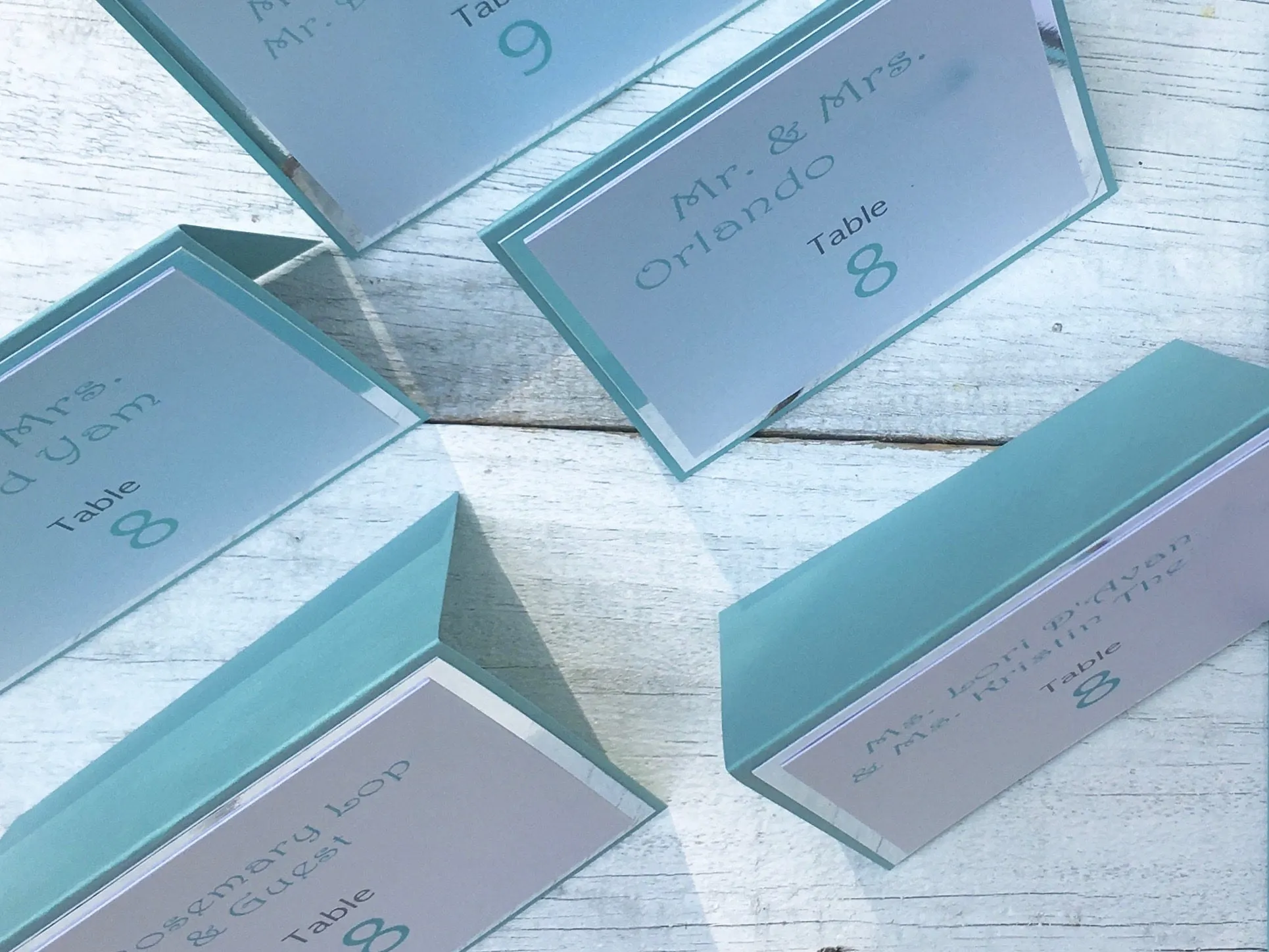 Seating Cards, Table Seating Cards, Turquoise Place Cards, Bat Mitzvah Seating Cards, Table Cards, Wedding Seating Cards, Set of 8