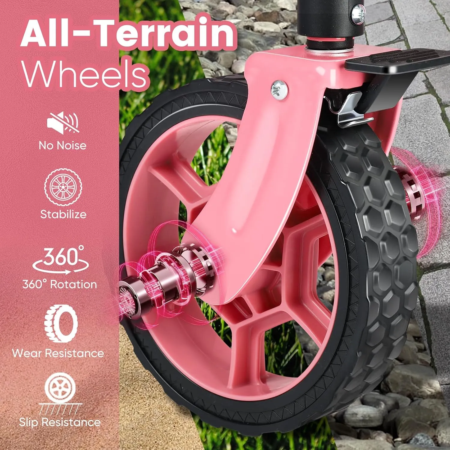 Sekey 330lbs Collapsible Foldable Wagon with Weight Capacity, Heavy Duty Folding Wagon Cart with Big All-Terrain Wheels & Drink Holders. Barbie Pink