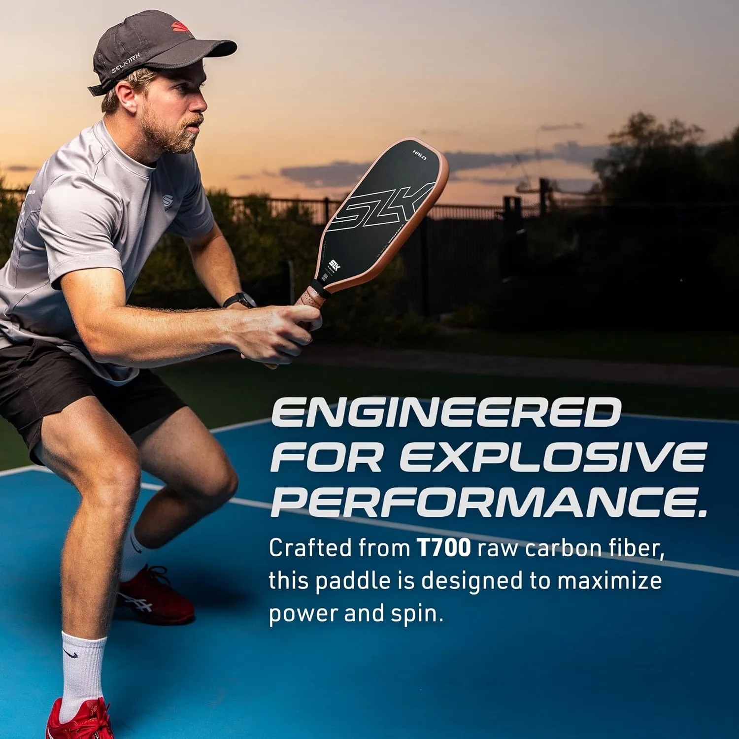 Selkirk Sport SLK Halo Raw Carbon Fiber Pickleball Paddle | Designed in The USA | Choose from The T700 Raw Carbon Fiber Power, The 18k Ultraweave Control, or The Kevlar Linkweave Thermoformed Pro