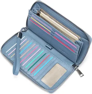 SENDEFN Leather Women's Wallets RFID Blocking Zip Around Large Capacity Long Credit Card Holder Wallet