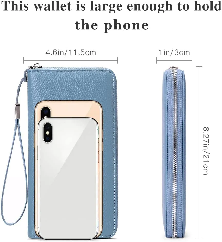 SENDEFN Leather Women's Wallets RFID Blocking Zip Around Large Capacity Long Credit Card Holder Wallet